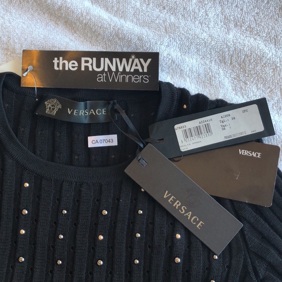 Versace Ribbed Knit Top with Studs Size EU 38 / 160 Authentic - Picture 4 of 16